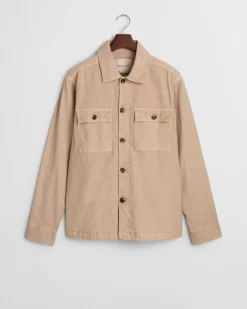 Discount GANT Reg Cot/Linen Overshirt, , XL Dry Sand