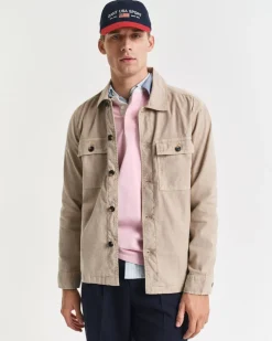 Discount GANT Reg Cot/Linen Overshirt, , XL Dry Sand