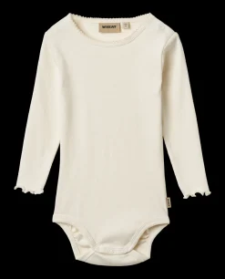 Wheat Regitze Langærmet Rib Body, , 68 cm*Børn Bodies & Heldragter