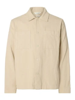 Outlet Selected Homme Regtate Overshirt, , L Oatmeal
