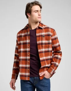 Discount Lee Relaxed Mercantile Skjorte, , L Rusty Clay Plaid