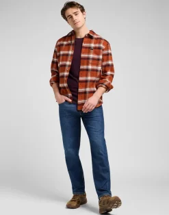 Discount Lee Relaxed Mercantile Skjorte, , L Rusty Clay Plaid
