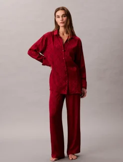 Calvin Klein Relaxed Natskjorte, , S Giga Satin Shine Emblem/Red