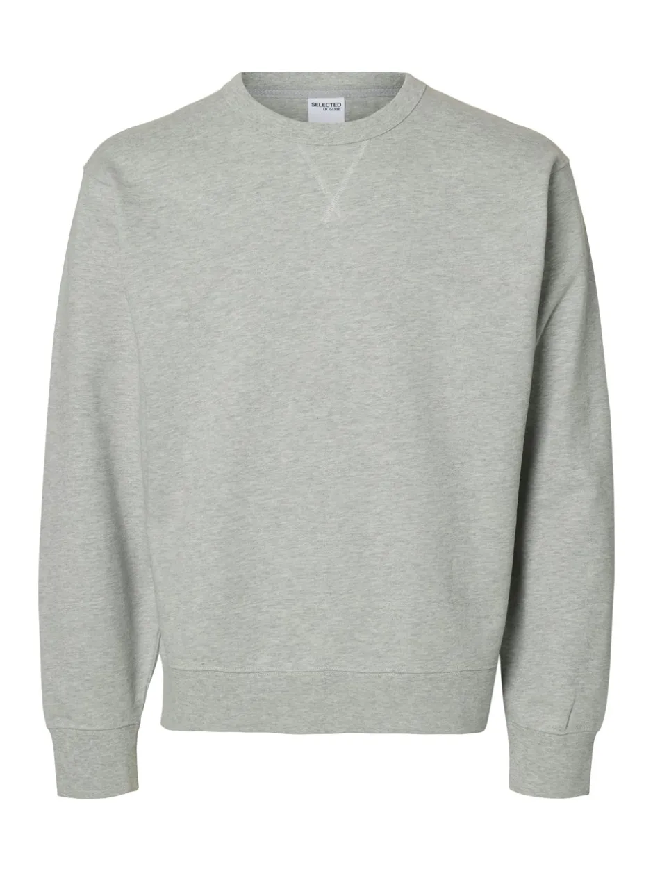 Discount Selected Homme Relaxluke Crew Neck Sweatshirt, , XXL Light Grey Melange