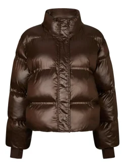 Discount Neo Noir Rhea Shiny Puffer Jakke, , 34 Dark Brown