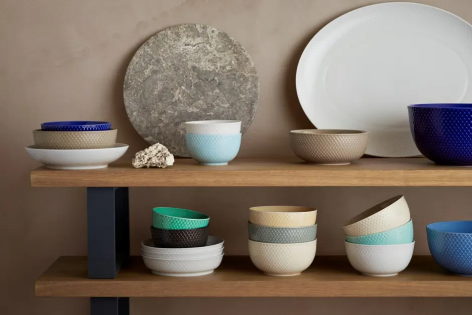 Lyngby Porcelæn Rhombe Earth Skål, , Ø15,5 cm Clay