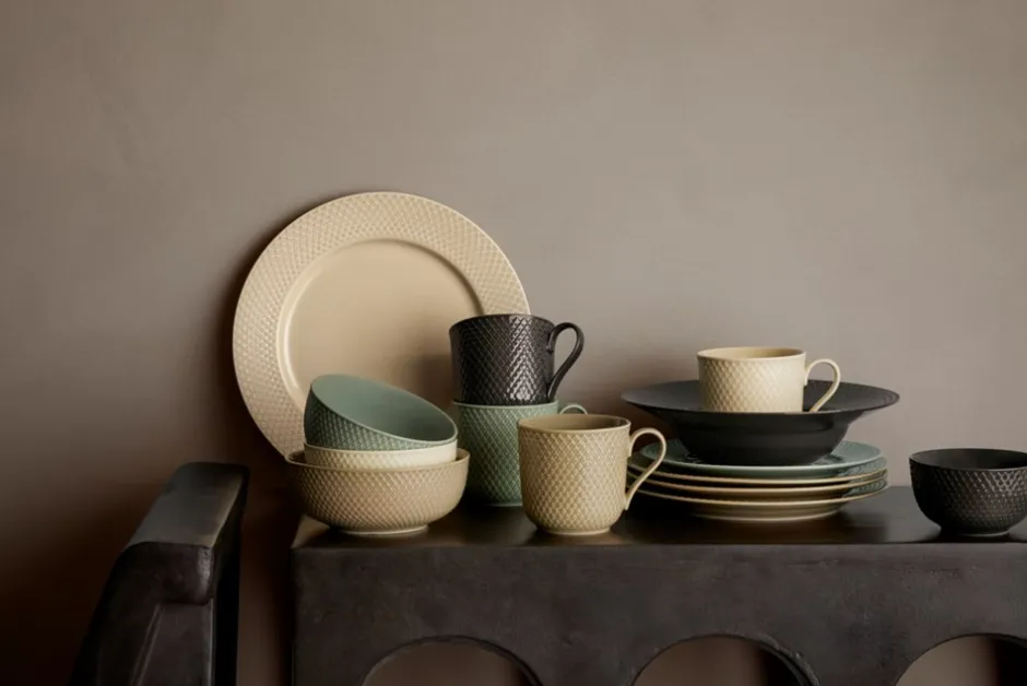 Lyngby Porcelæn Rhombe Earth Skål, , Ø15,5 cm Clay