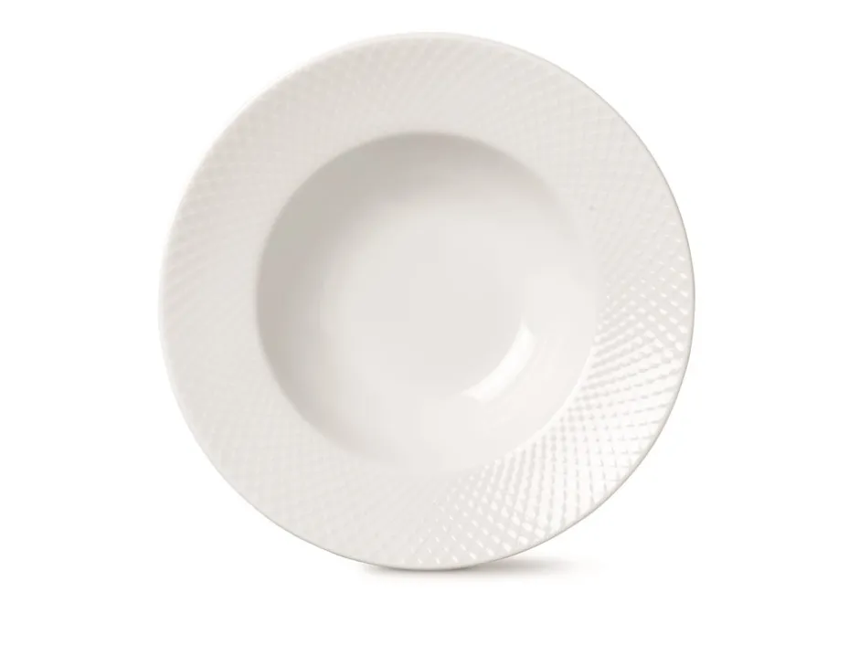 Lyngby Porcelæn Rhombe Suppetallerken, , Ø24,5 cm Hvid