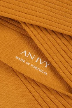 Best AN IVY Ribbed Cotton Strømper, , 39-42 Burnt Yellow
