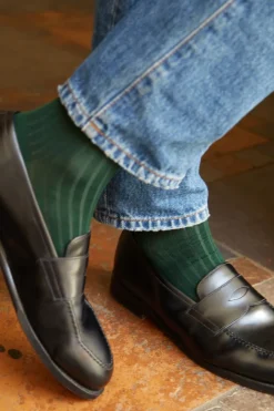 AN IVY Ribbed Cotton Strømper, , 43-46* Strømper