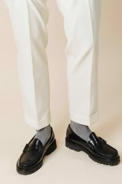 Discount AN IVY Ribbed Cotton Strømper, , 43-46 Light Grey