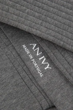 Discount AN IVY Ribbed Cotton Strømper, , 43-46 Light Grey