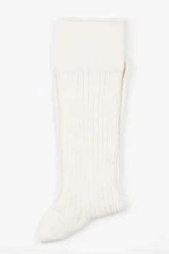 New AN IVY Ribbed Cotton Strømper, , 43-46 Off White
