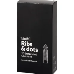 New Sinful Ribs & Dots Kondomer, 10 stk
