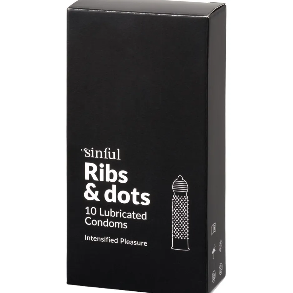 New Sinful Ribs & Dots Kondomer, 10 stk