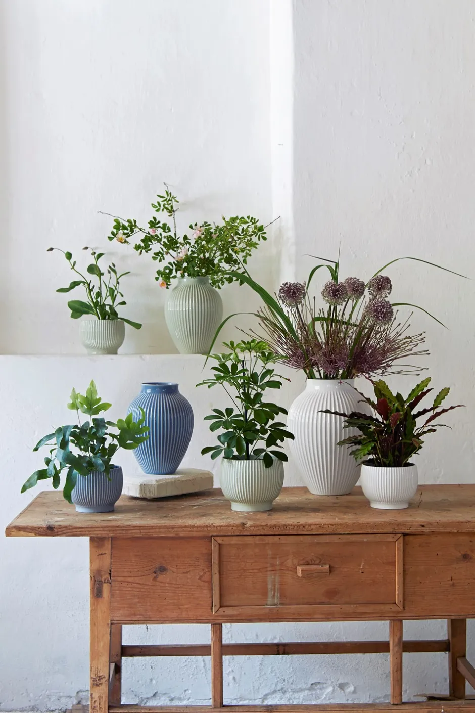 Discount Knabstrup Riflet Vase, , H27 cm Hvid