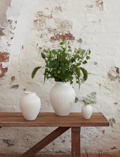 Sale Knabstrup Riflet Vase, , H12,5 cm Hvid