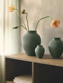 Sale Knabstrup Riflet Vase, Mat Celadon Green