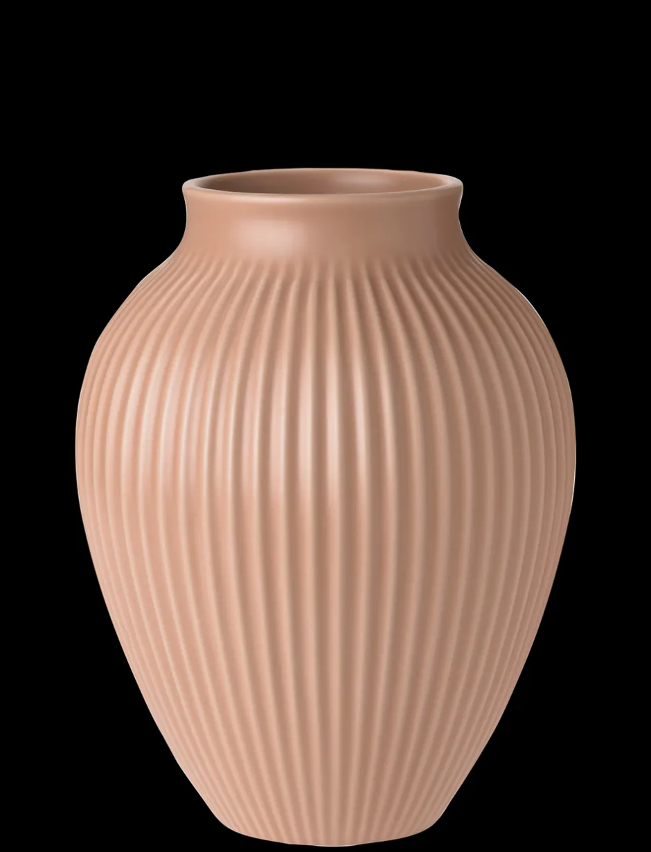Outlet Knabstrup Riflet Vase, Mat Dusty Rose