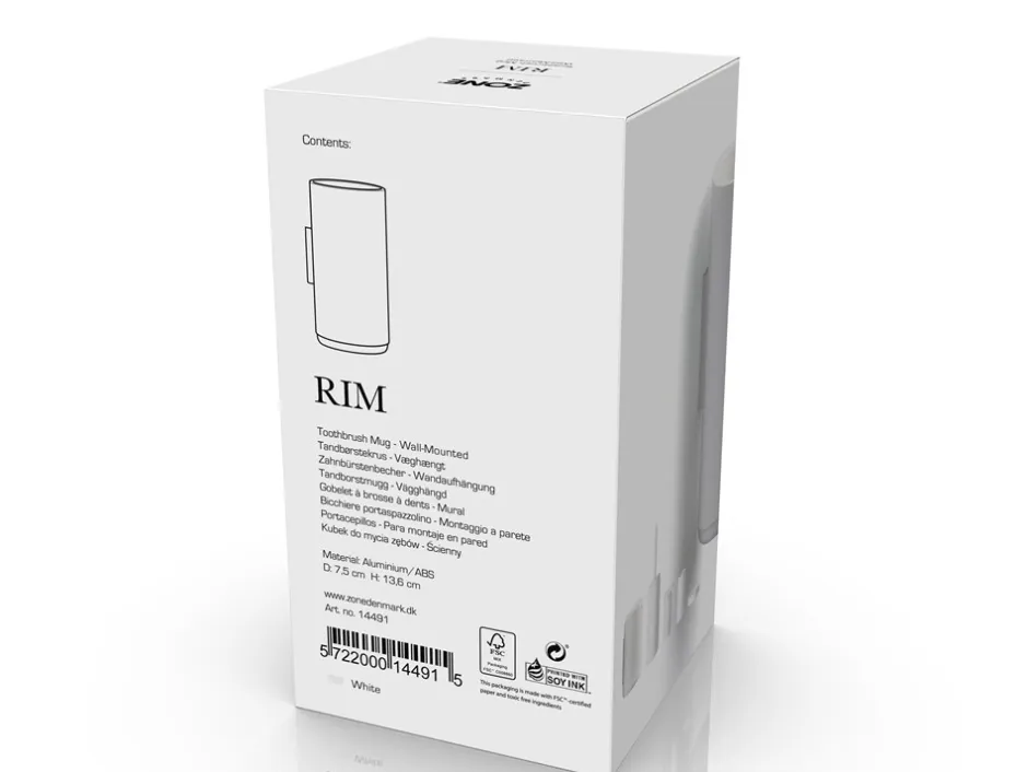 Zone Rim Vægophængt Tandbørstekrus, White