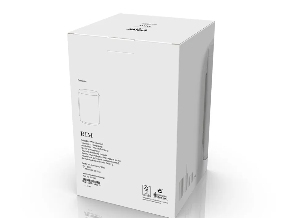 Outlet Zone Rim Vægophængt Toiletspand, White