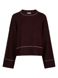 Discount Neo Noir Roeme Knit Stitch Striktrøje, , 38 Wine