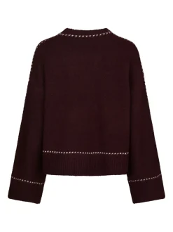 Discount Neo Noir Roeme Knit Stitch Striktrøje, , 38 Wine