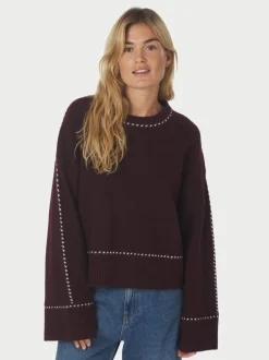 Discount Neo Noir Roeme Knit Stitch Striktrøje, , 38 Wine