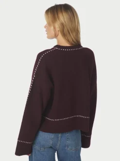 Discount Neo Noir Roeme Knit Stitch Striktrøje, , 38 Wine
