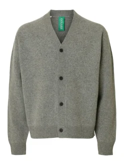 Outlet Annarr Rolf Knit Wool Cardigan, , XXL Medium Grey Melange