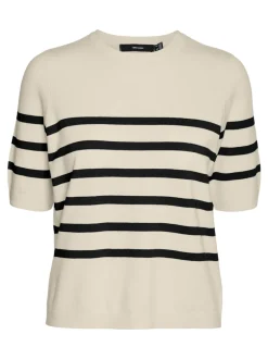 Sale Vero Moda Saba Plain Strikbluse, , L Birch/Black