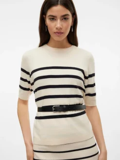 Sale Vero Moda Saba Plain Strikbluse, , L Birch/Black