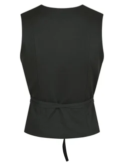 Clearance Neo Noir Samara Twill Wrap Vest, , 42 Black
