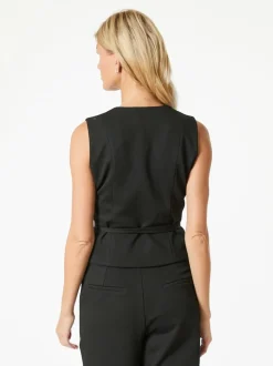 Clearance Neo Noir Samara Twill Wrap Vest, , 42 Black