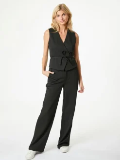 Clearance Neo Noir Samara Twill Wrap Vest, , 42 Black