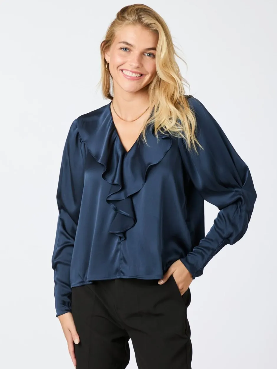 Neo Noir Sandie Sateen Bluse, , 38*Dame Bluser & Skjorter