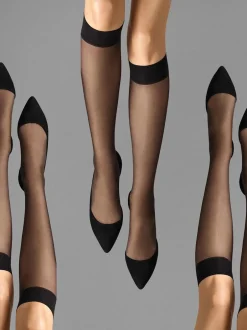 Discount Wolford Satin Touch 20 3-pak Knæhøje Strømper, , S Sort
