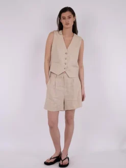 Best Neo Noir Sega Heavy Linen Shorts, , 34 Sand