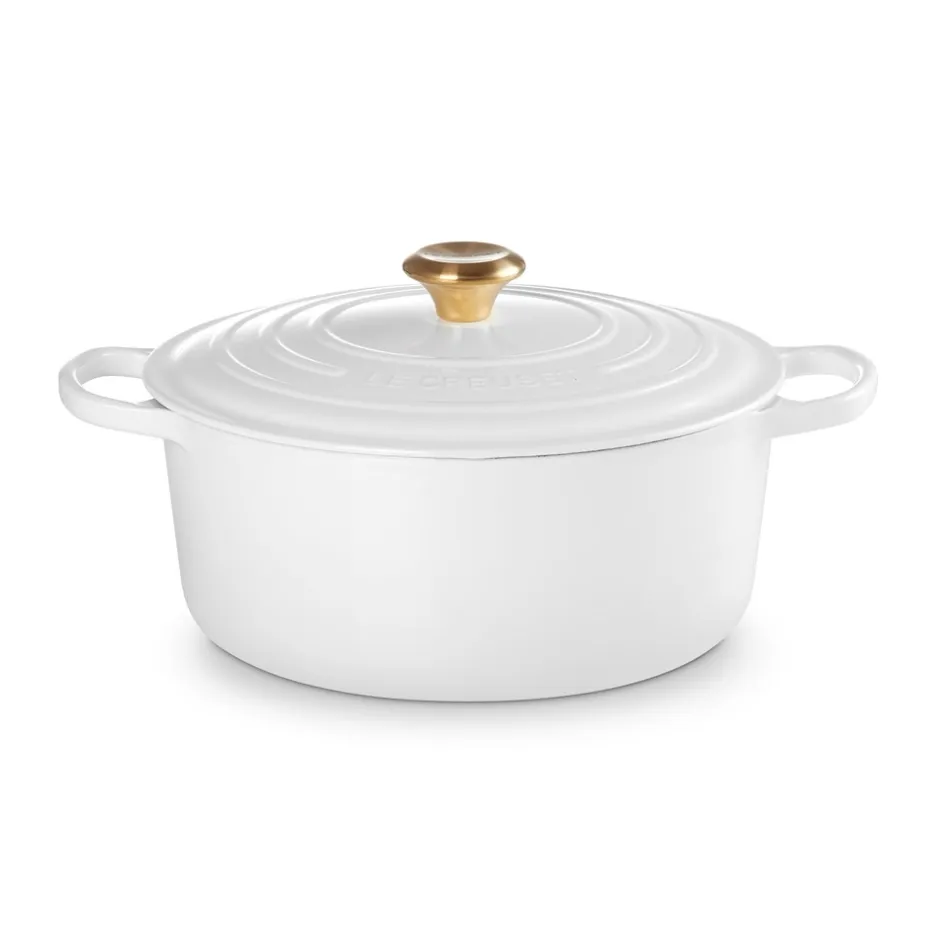 Clearance Le Creuset Signature Rund Støbejernsgryde, , 6,7 L White
