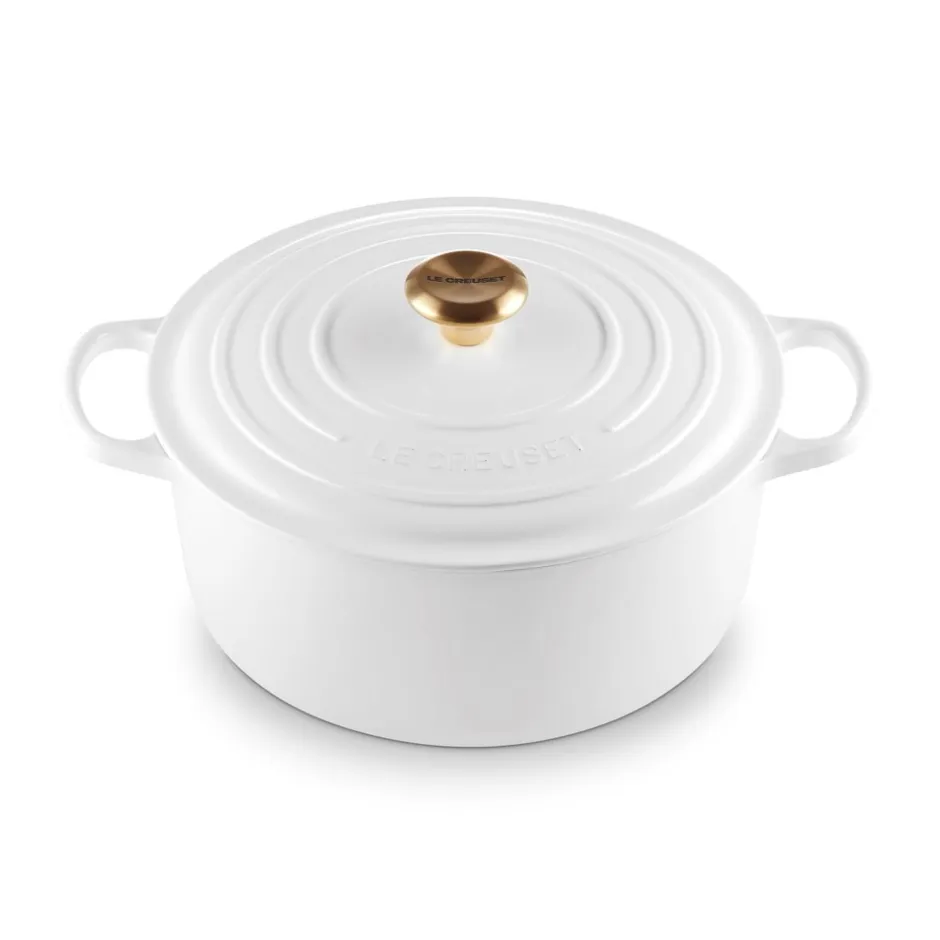 Clearance Le Creuset Signature Rund Støbejernsgryde, , 6,7 L White