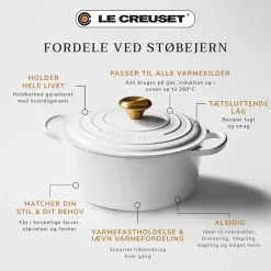 Clearance Le Creuset Signature Rund Støbejernsgryde, , 6,7 L White