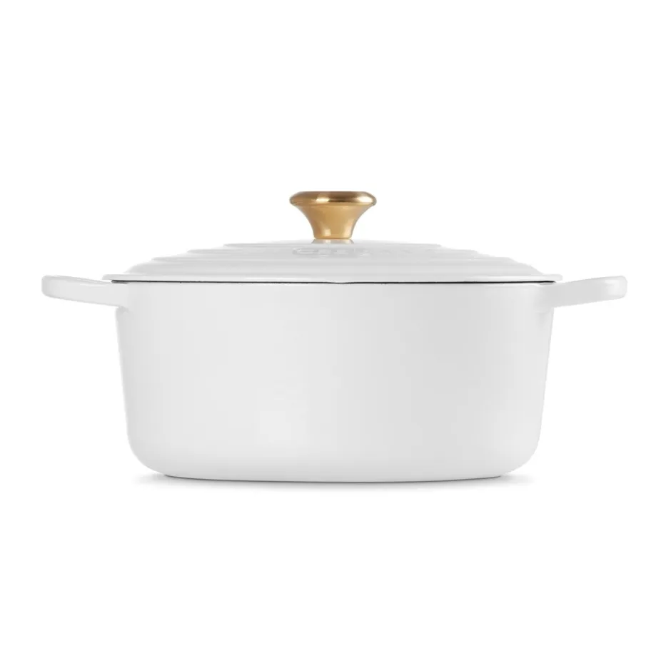 Clearance Le Creuset Signature Rund Støbejernsgryde, , 6,7 L White