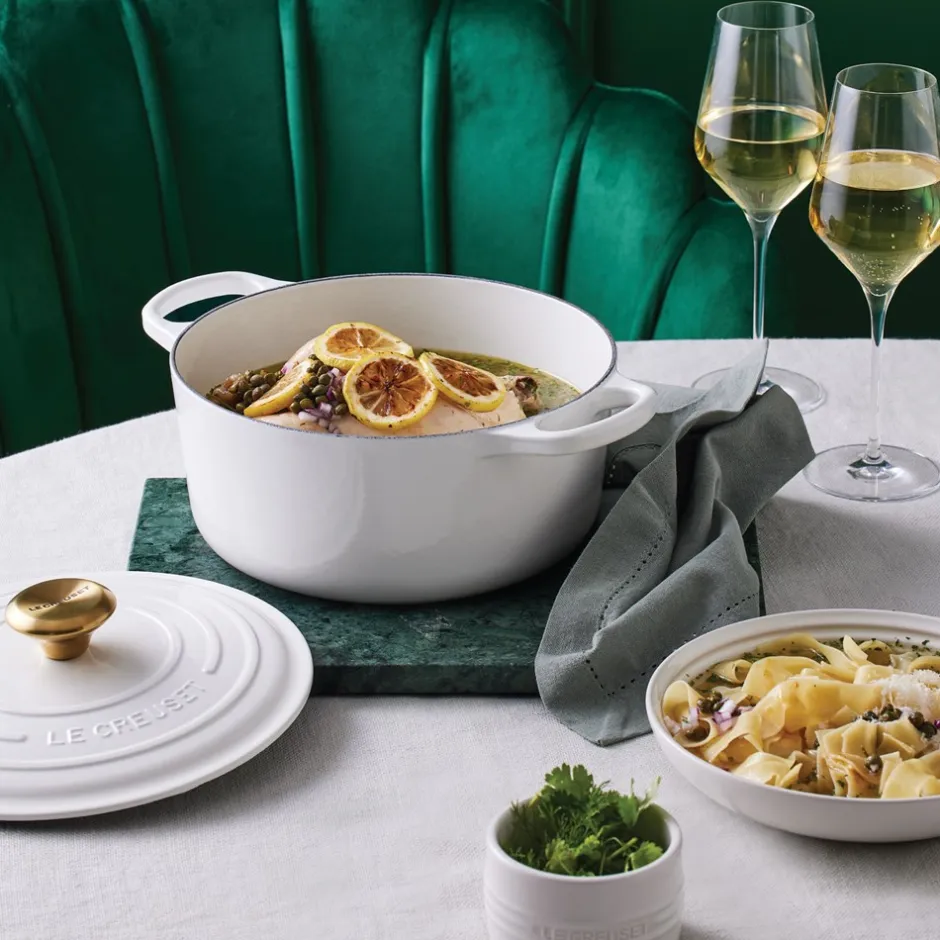 Clearance Le Creuset Signature Rund Støbejernsgryde, , 6,7 L White