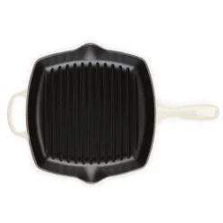New Le Creuset Signature Støbejerns Kvadratisk Grillpande, , 26x26 cm Meringue