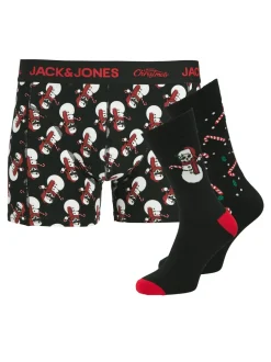 Outlet Jack & Jones Junior Snow Skulls Boxershorts & Strømpe Gavesæt, , 164 cm Black