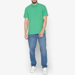 Hot Signal Solid Seersucker Skjorte, , XL Bottle Green