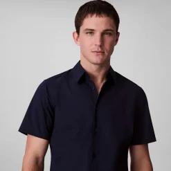 Calvin Klein Solid Strech Skjorte, , M Dark Sapphire