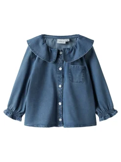 Best Name It Sophy Denim Skjorte, , 92 cm Medium Blue Denim