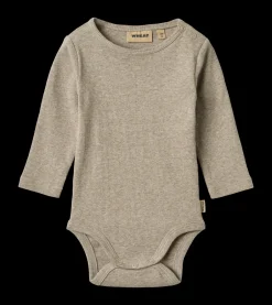 Discount Wheat Spencer Langærmet Rib Body, , 92 cm Gravel Melange