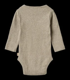 Discount Wheat Spencer Langærmet Rib Body, , 92 cm Gravel Melange
